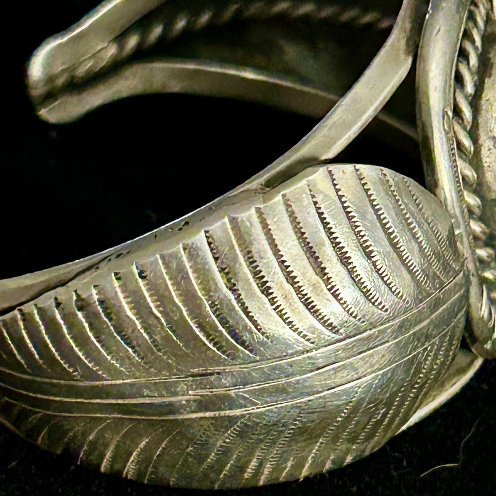 Opulent Vintage American Navajo Sterling and Carico Lake Turquoise. Hand made. - Picture 8 of 16